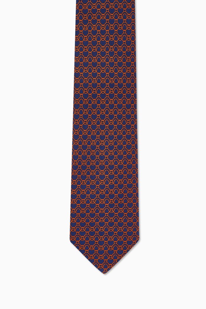 

Wave-print Tie in Silk Twill, Blue