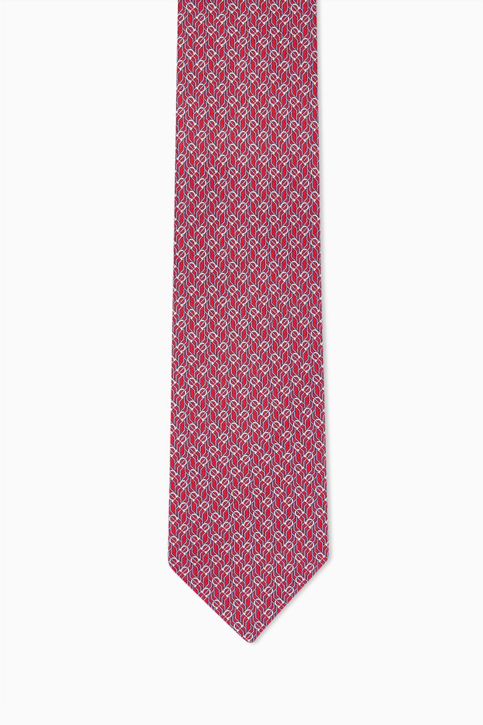 

Tetris-print Tie in Silk, Blue