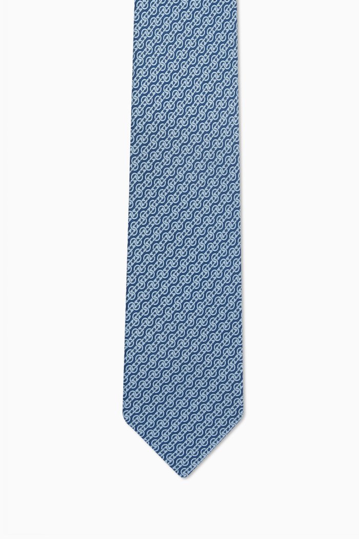 

Gancini-print Tie in Silk Twill, Blue