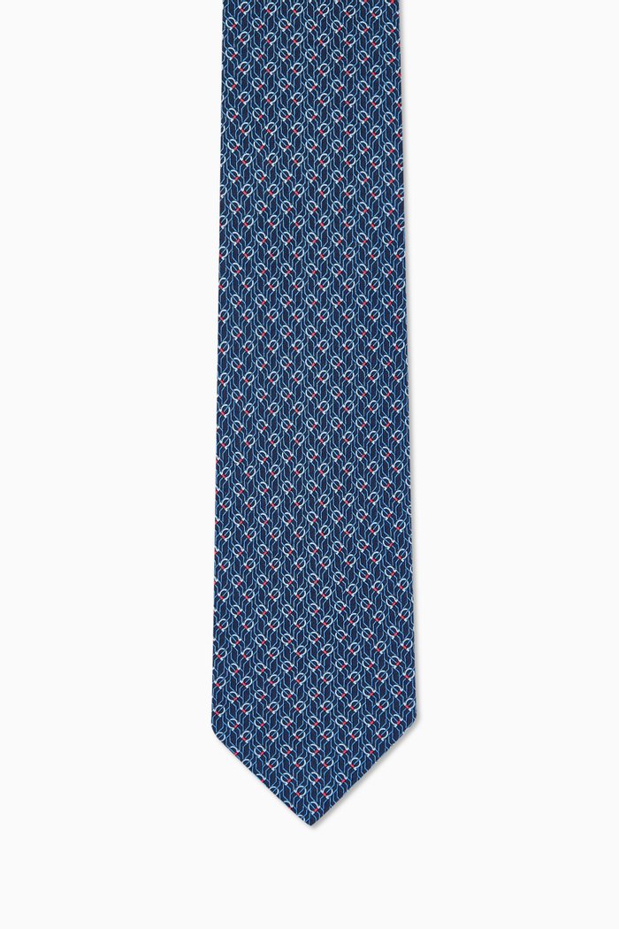 

Tetris-print Tie in Silk, Blue