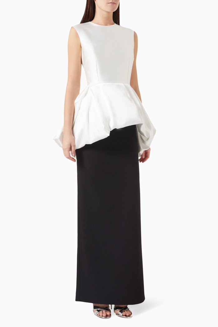 Emi Peplum Maxi Dress, Black