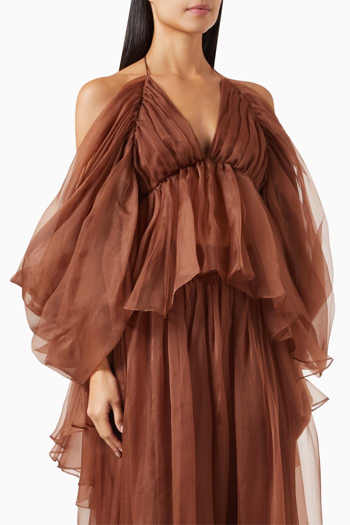 

Natura Gathered Top in Silk, Brown