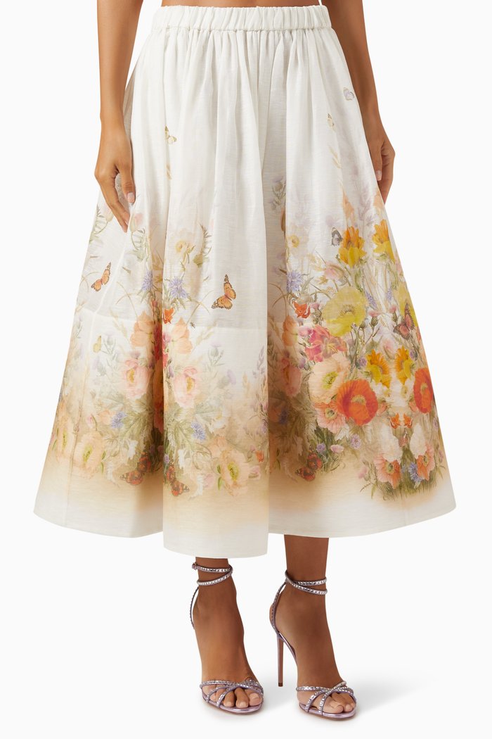 

Tranquillity Midi Skirt in Organza, Red