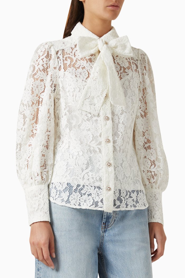 Tranquillity Bow Shirt in Lace, Neutral