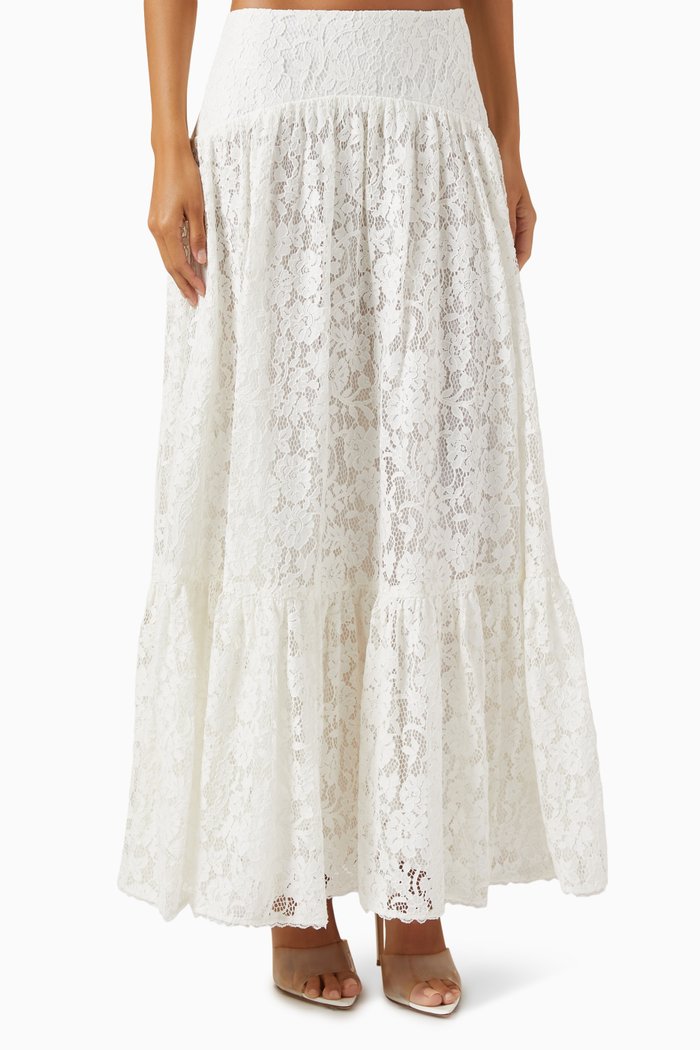 

Tranquillity Maxi Skirt in Lace, Neutral