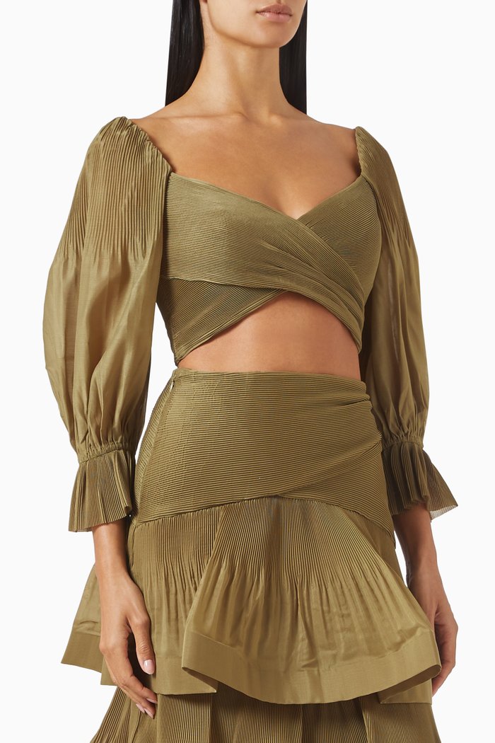 

Pleated Bodice Top, Green