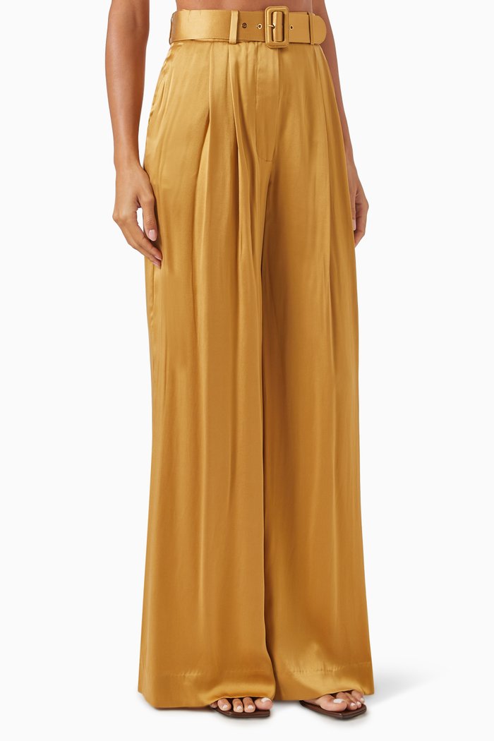 

Tuck Pants in Silk, Brown