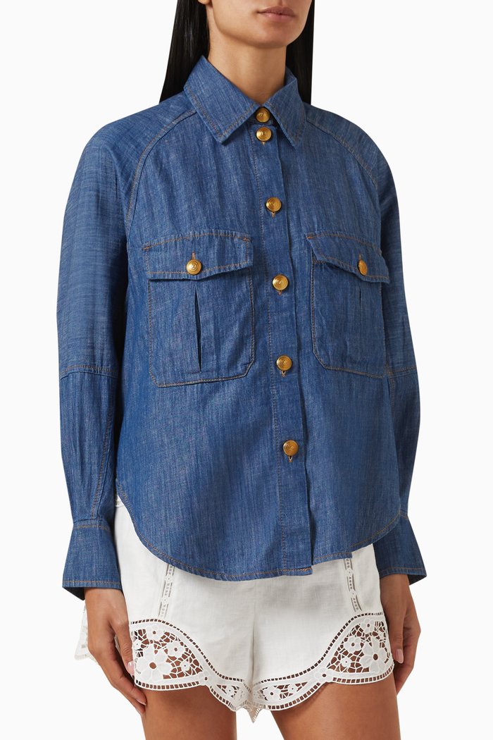 

Raglan Shirt in Denim, Blue