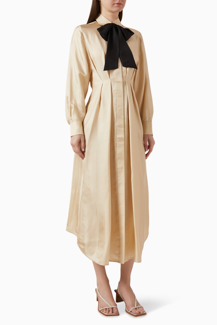 

Natura Draped Shirt Dress in Silk, Neutral