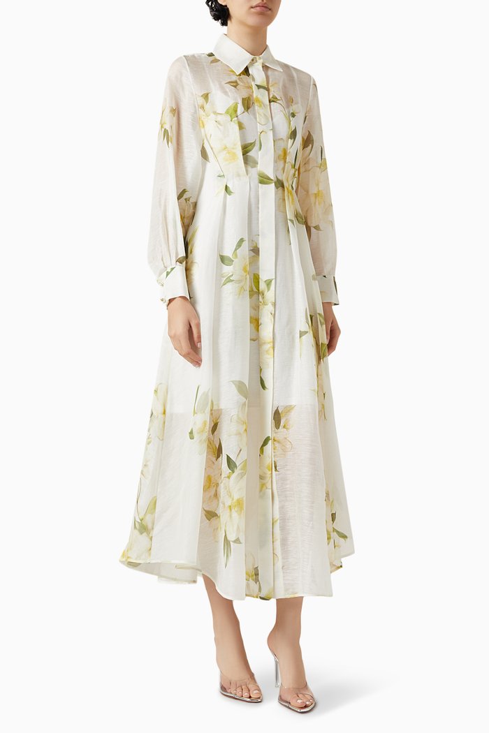 

Harmony Draped Shirt Dress in Linen-blend, Neutral