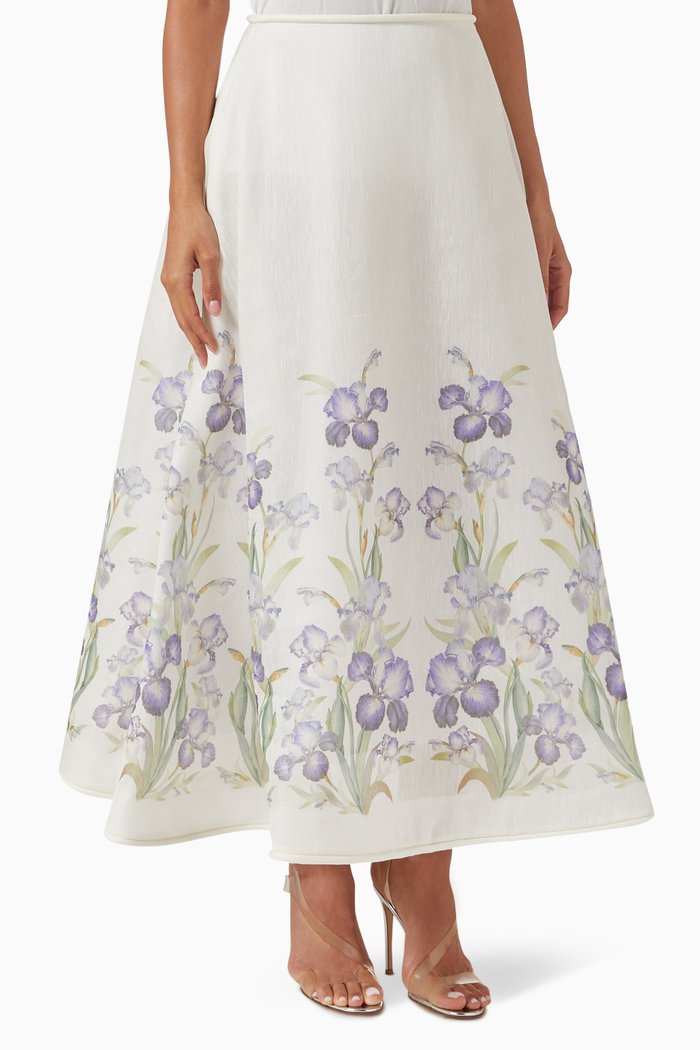

Natura Flare Skirt in Linen-blend, Blue