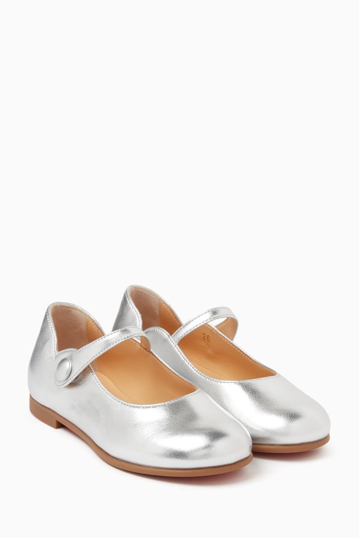 Melodie Chick Ballerina Flats in Metallic Leather, Silver