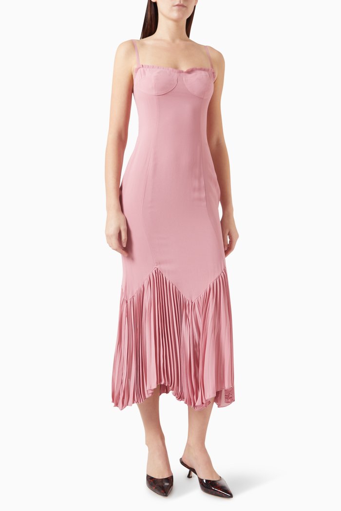 Aiko Midi Dress in Georgette, Pink