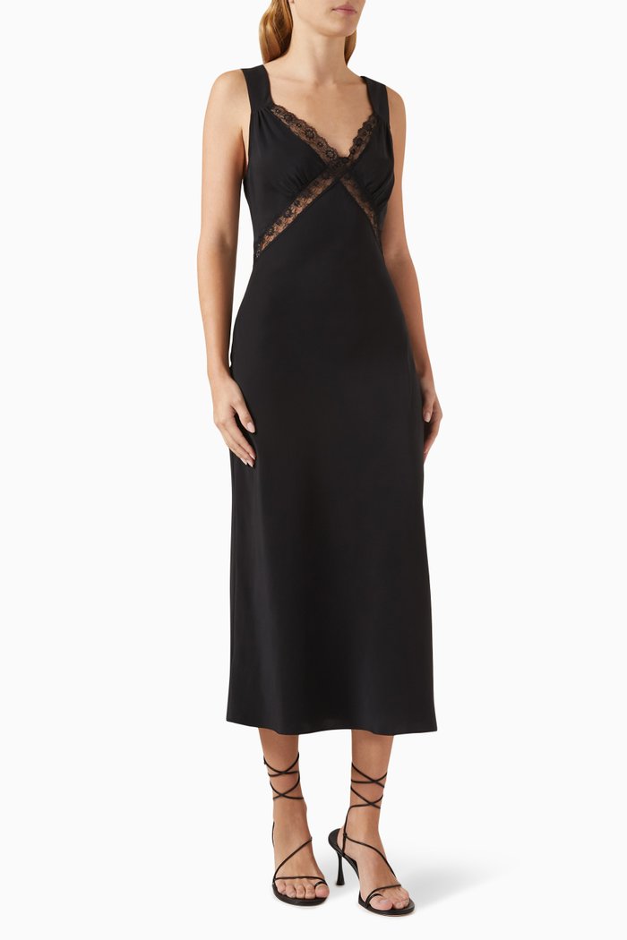 

Provence Midi Dress in Silk, Black