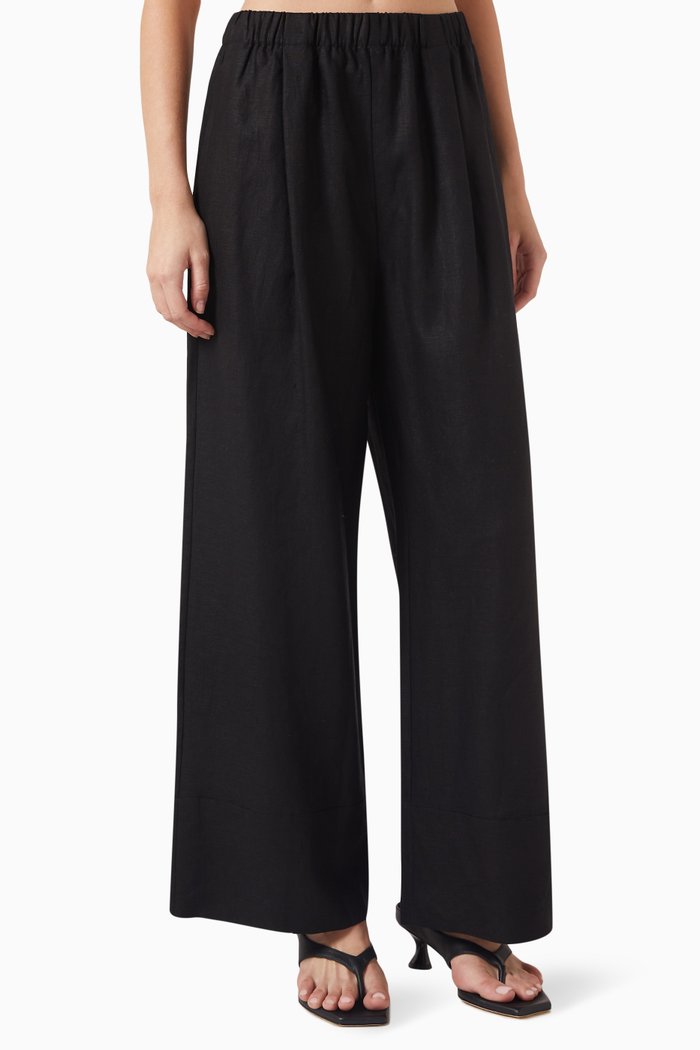 Fernando Pants in Linen, Black