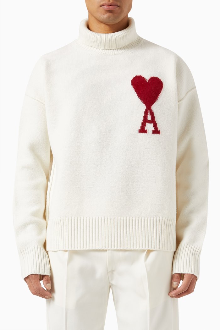 

Ami De Coeur Turtleneck Sweater in Wool-knit, Neutral