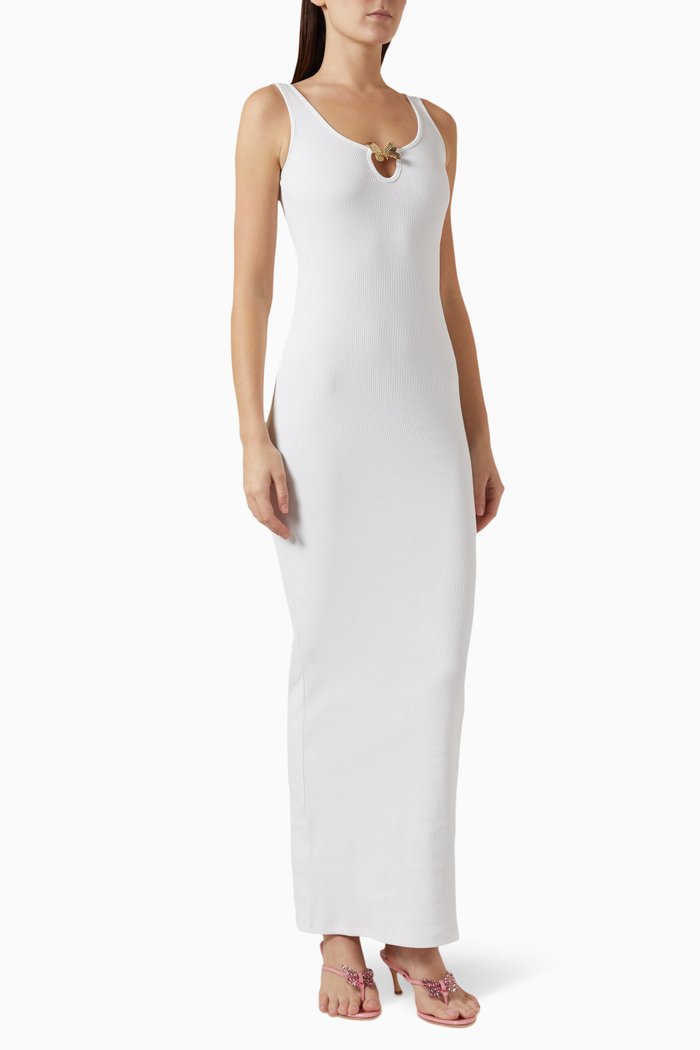 

Butterfly Ribbed Dress in Stretch-cotton, White