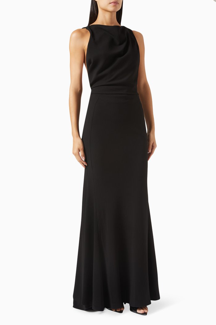 

Slim-cut Dress in Crepe, Black