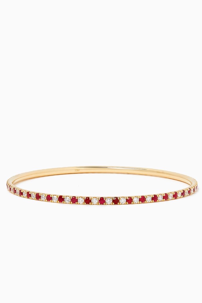 

Ruby & Diamond Bangle in 18kt Yellow Gold, Red