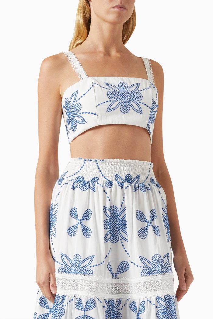 

Kelly Embroidered Crop Top in Cotton, Multicolour