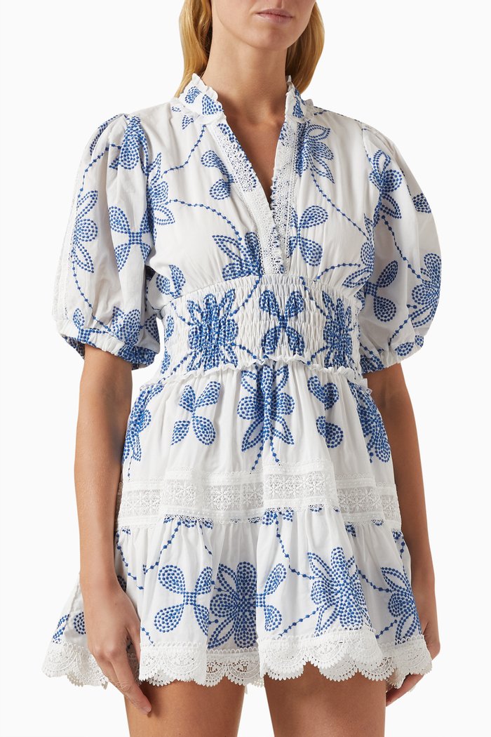 

Paulina Embroidered Mini Dress in Cotton, Multicolour