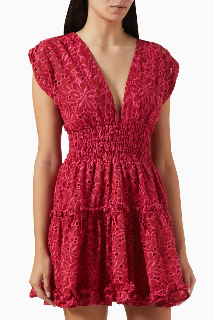 Essence Mini Dress in Cotton, Red