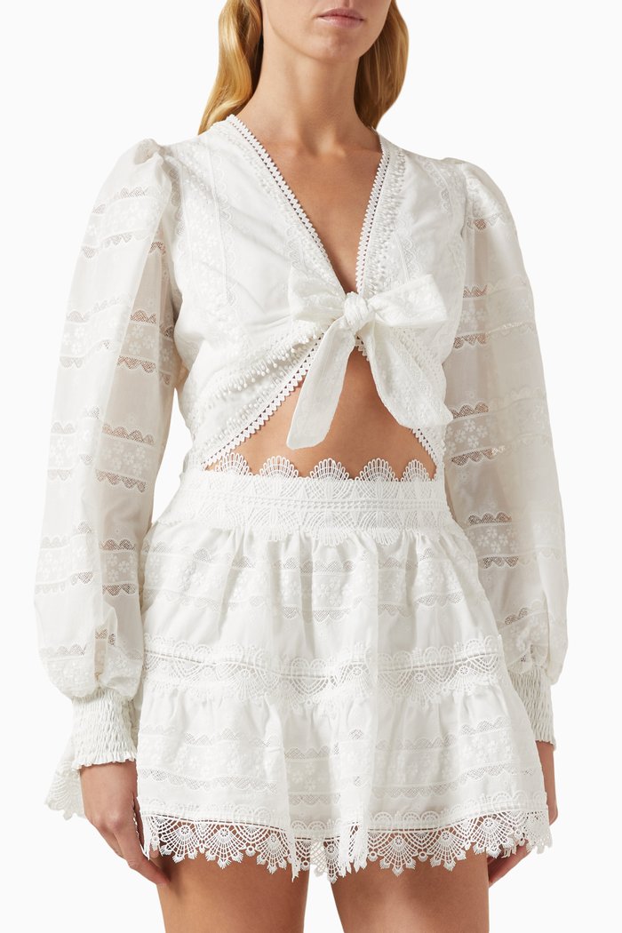 

Zima Wrap Top in Cotton-blend, White