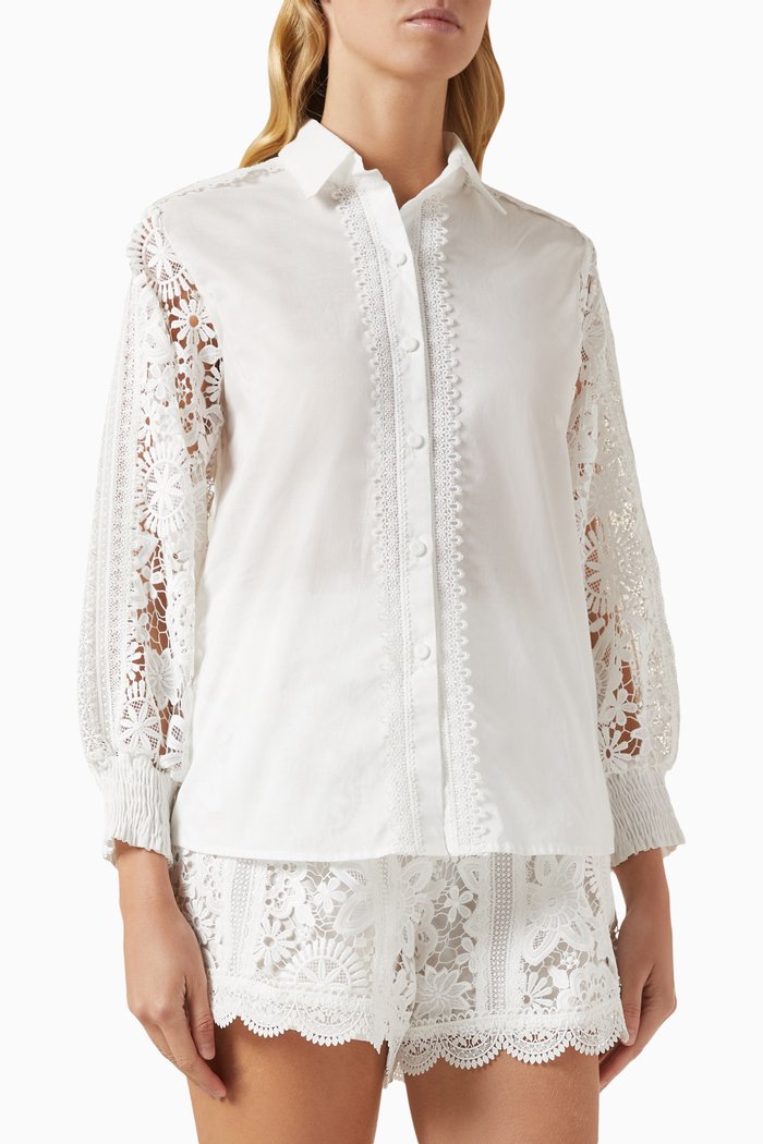 

Demi Lace Shirt in Cotton-blend, White