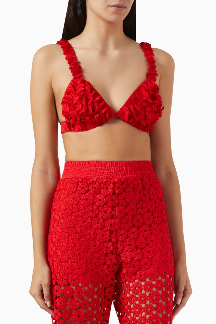 

Verano Bralette Top in Guipure Lace, Red