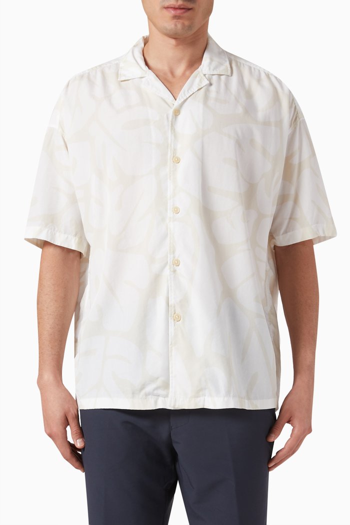 

Leaf-print Shirt in Lyocell, Neutral