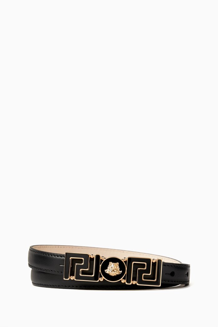

La Greca Belt in Leather, Black