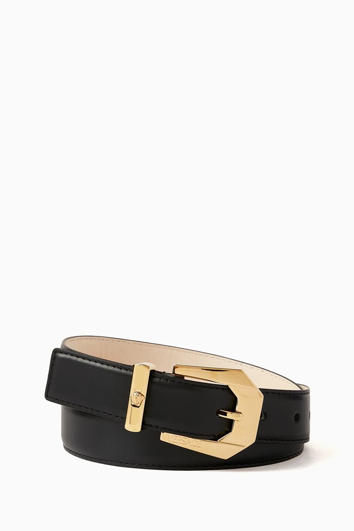 

Studded Medusa Heritage Belt in Leather, Black