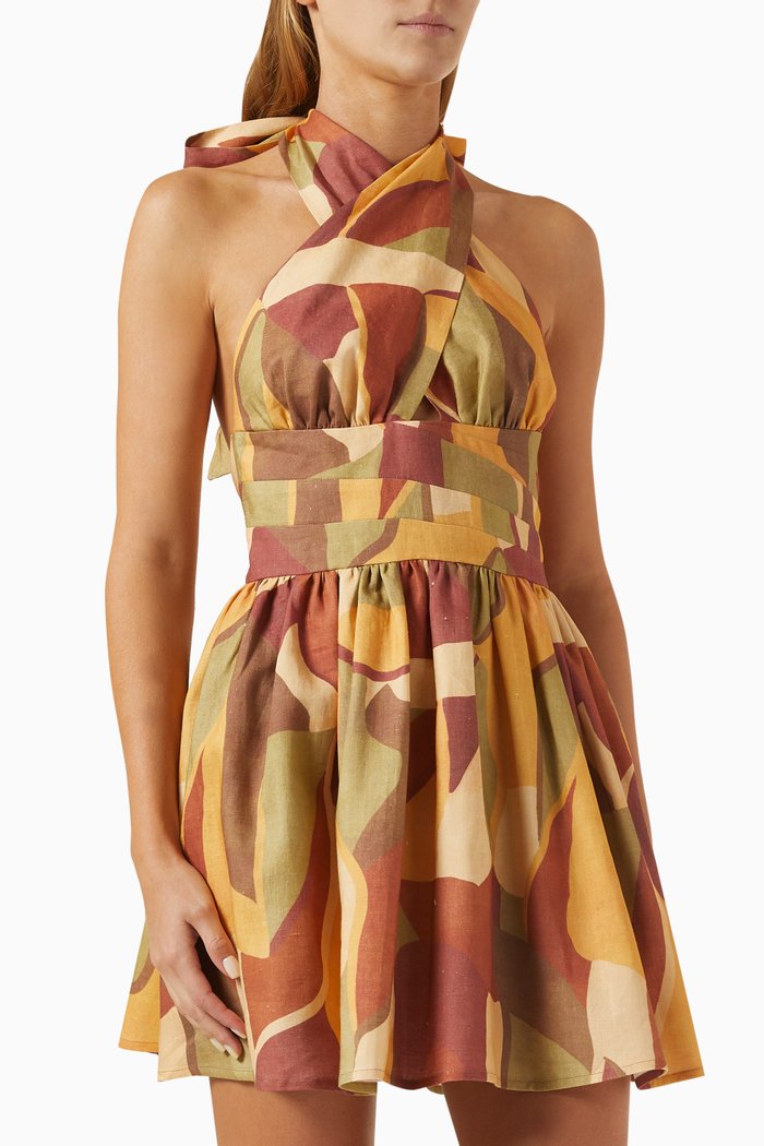 

Cora Open-back Dress in Linen, Multicolour