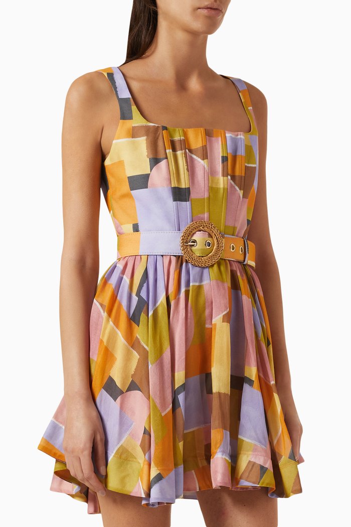 

Irene Mini Dress in Cotton & Silk, Multicolour