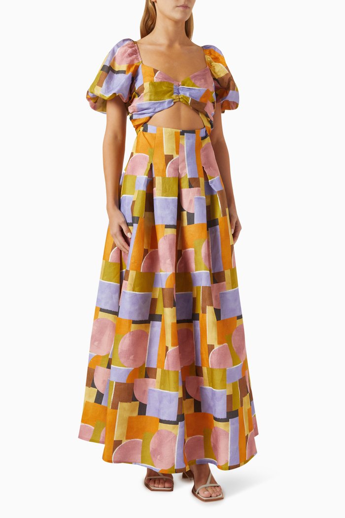 

Lucille Maxi Dress in Linen, Multicolour