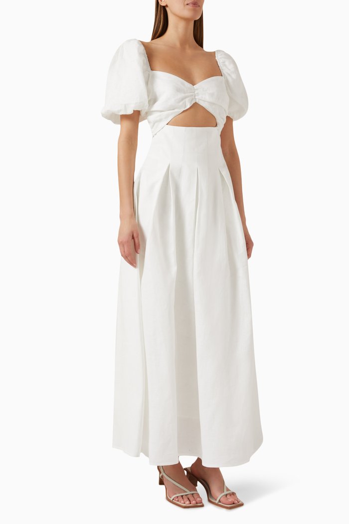 

Lucille Maxi Dress in Linen, White