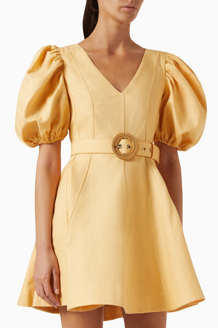 

Gilma Mini Dress in Linen, Yellow