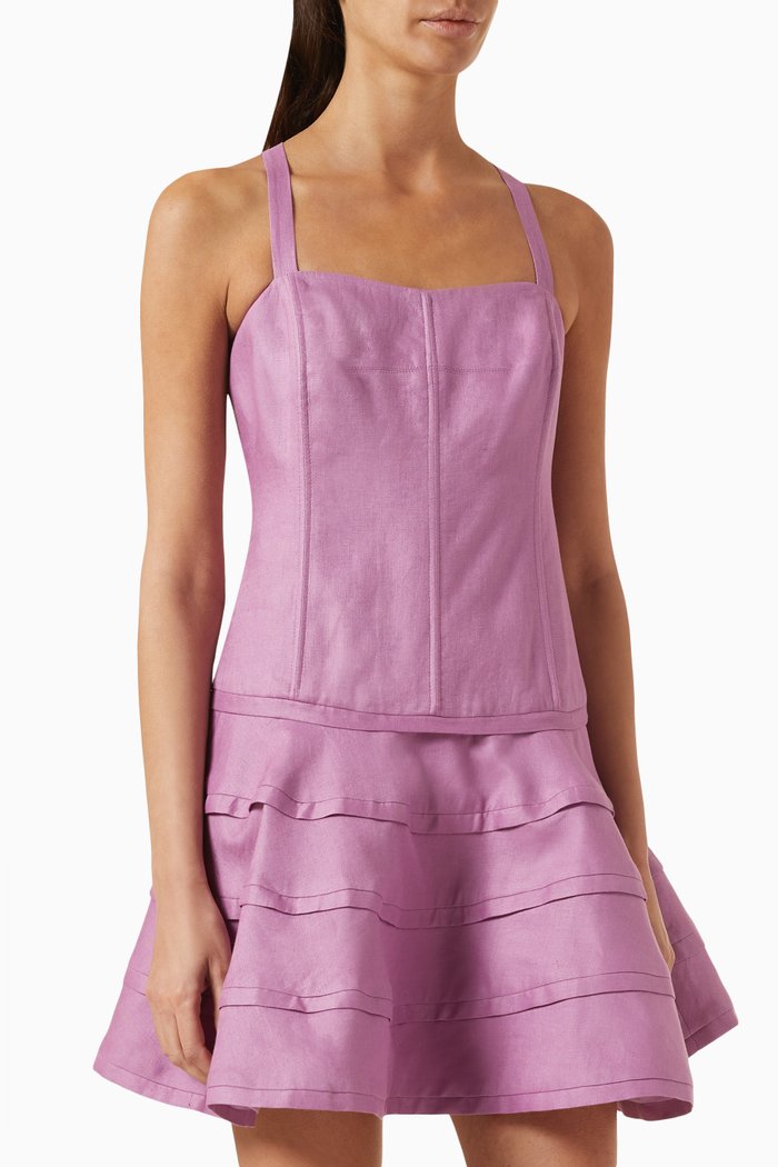 

Jolene Mini Dress in Linen, Purple