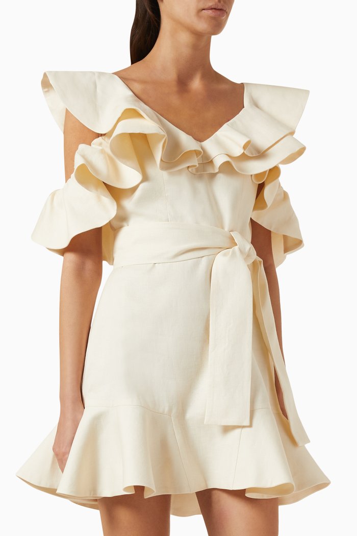 

Rafaelly Mini Dress in Linen, Neutral