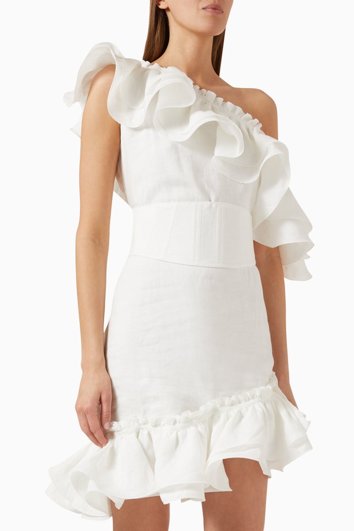 

Ruby Mini Dress in Linen, White