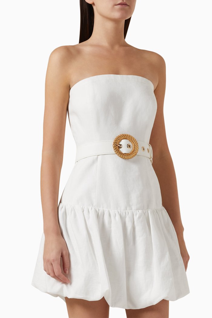 Izabel Belted Mini Dress, White