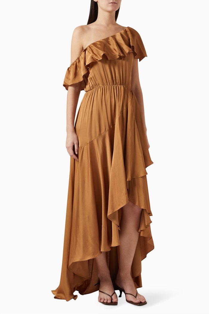 

Kiana One-shoulder Dress, Brown