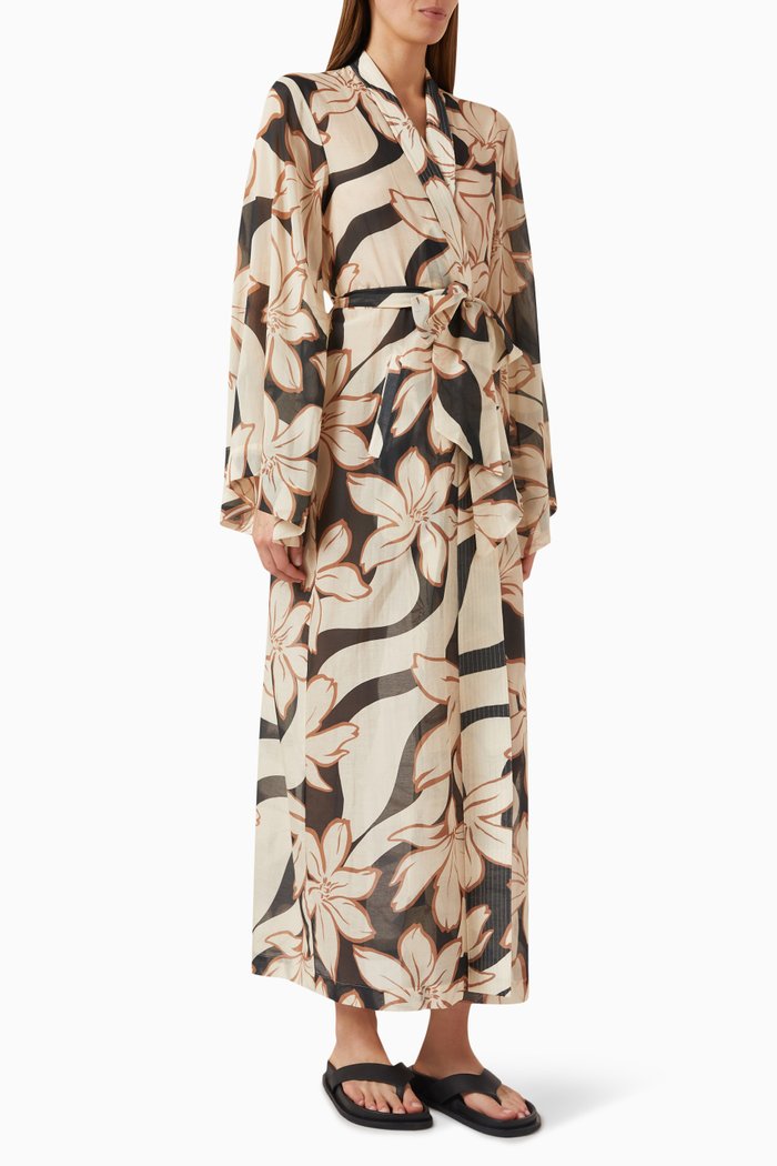 

Allegra Kimono in Cotton & Silk, Multicolour