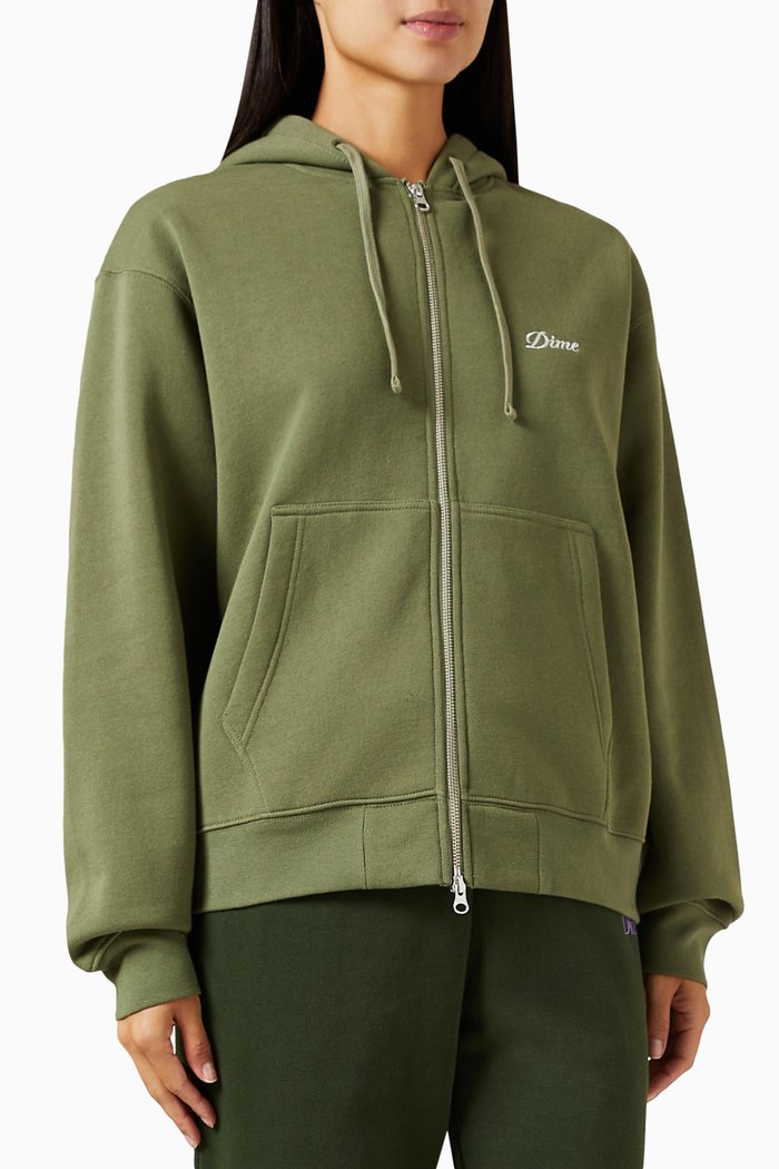 

Cursive Small Logo Zip Hoodie in Cotton, Neutral