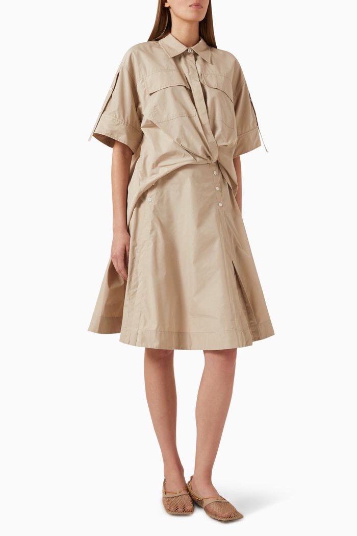 

Midi Shirt Dress in Japanese Poplin, Neutral