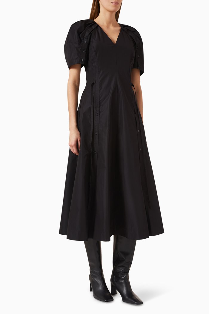

Bloom Sleeve Dress in Japanese Poplin, Black