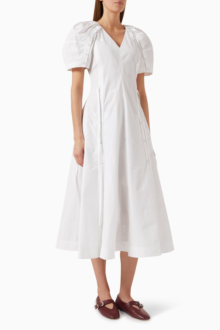 

Bloom Sleeve Dress in Japanese Poplin, White
