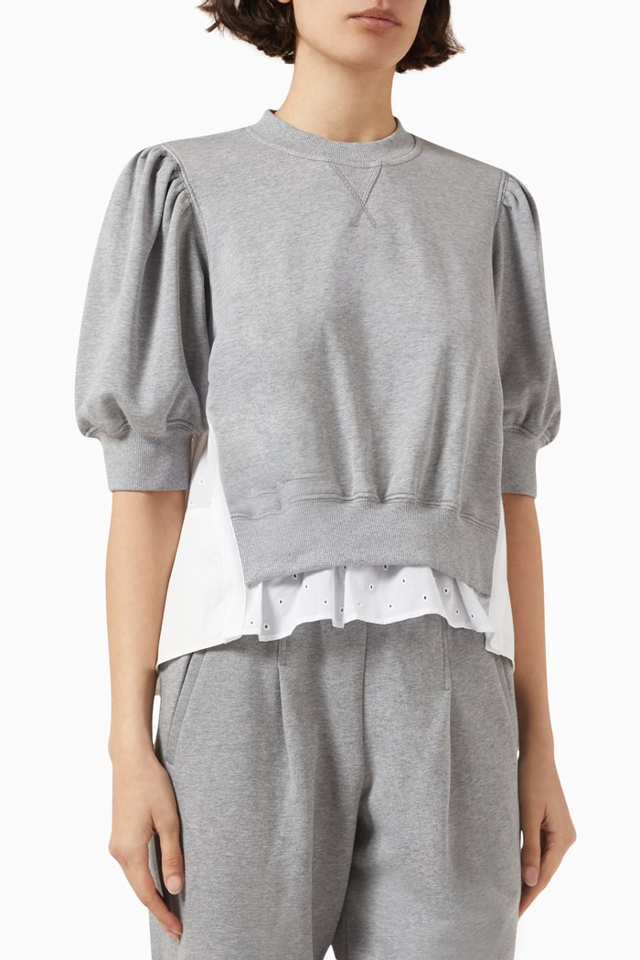

Puffed-sleeve Sweatshirt in Cotton-fleece, Grey