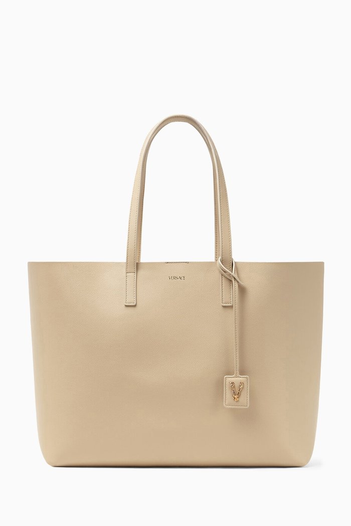 

Virtus Tote Bag in Calf Leather, Neutral