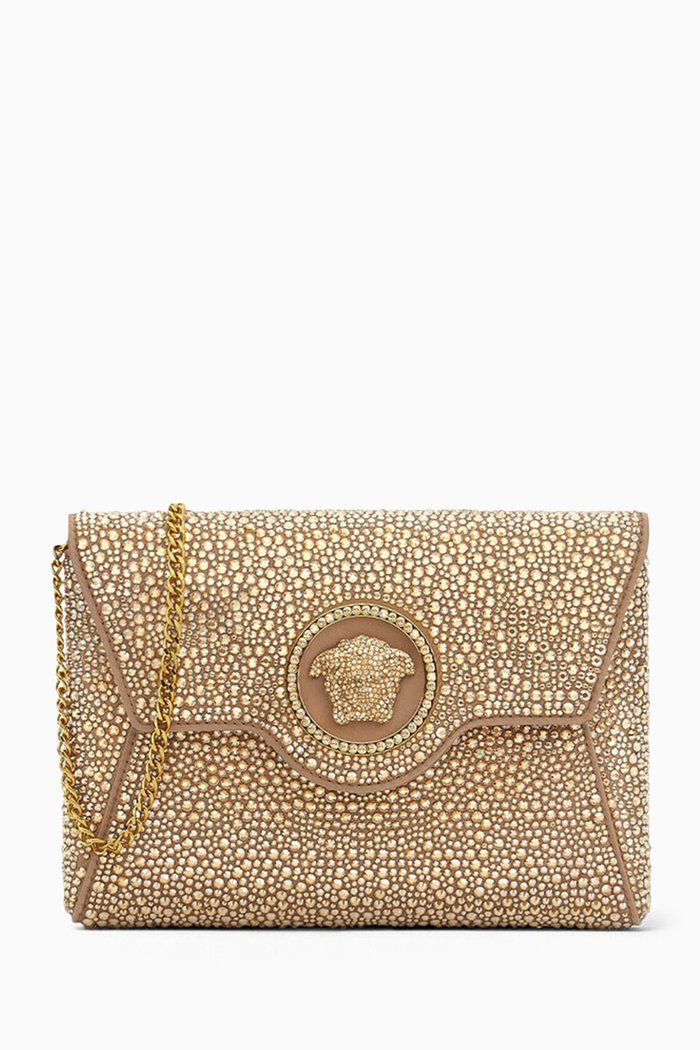 

Crystal La Medusa Envelope Clutch in Viscose-silk, Brown